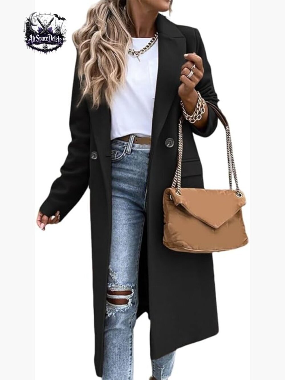 Long Wool Peacoat with Notch Lapel, Below Knee Length, Fully Lined